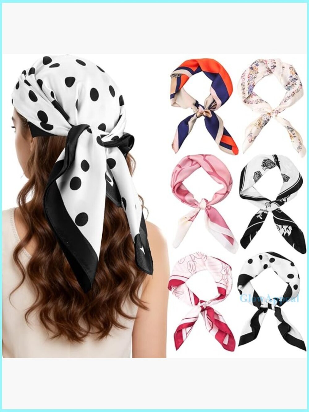 6-Piece Satin Silk Feeling Head Scarves Set 27" Square Fashion Accessories